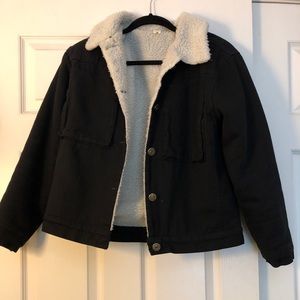 black corduroy fur jacket